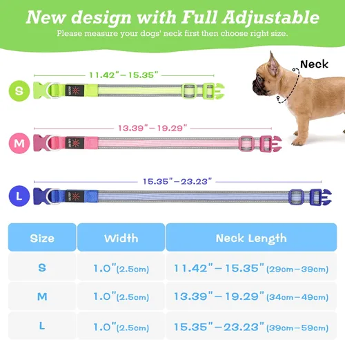 Miniatura 6 de YFbrite Collar de Perro LED Completamente Ajustable, Collares de Perro Completamente Iluminados, Collar de Perro Reflectante con Luz que Brilla