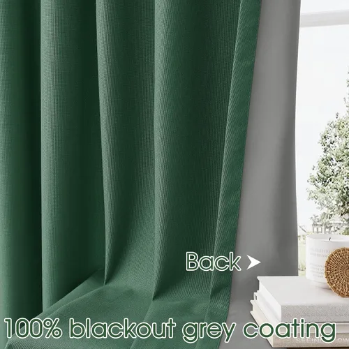 Miniatura 5 de Joywell Cortinas 100% opacas de 84 pulgadas de largo, juego de 2 paneles de cortinas de oscurecimiento de habitación para dormitorio, pestañas Verde