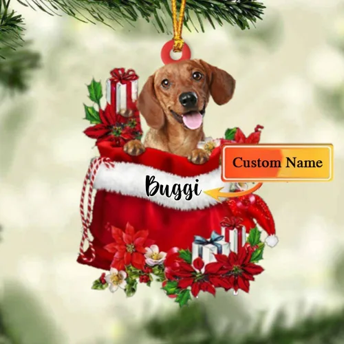 Miniatura 152 de Perro Akita Inu personalizado en bolsa de regalo, adorno de Navidad, nombre personalizado, regalo para amantes de los perros, familia, Navidad