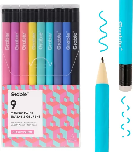 Miniatura 10 de Grabie Bolígrafos de gel borrables, punta media de 0.028 in, bolígrafos borrables, hacen desaparecer los errores para planificar dibujos, escritura