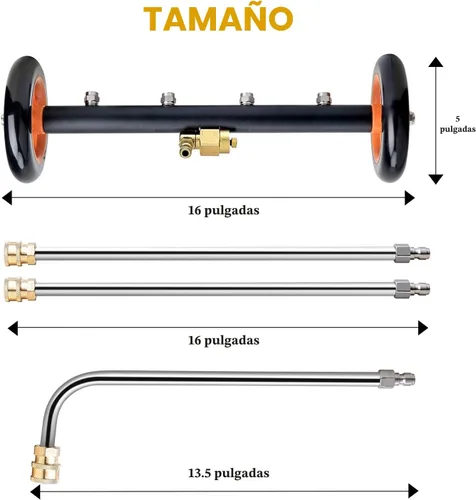 Miniatura 7 de EVEAGE Escoba de agua 2 en 1 para lavadora a presión del tren de rodaje de 16 pulgadas, accesorio para lavadora a presión debajo del automóvil