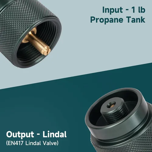 Miniatura 3 de GASPRO Adaptador de propano a butano, entrada de tanque de propano de 1 libra y salida de válvula lindal EN417, adaptador de estufa de camping