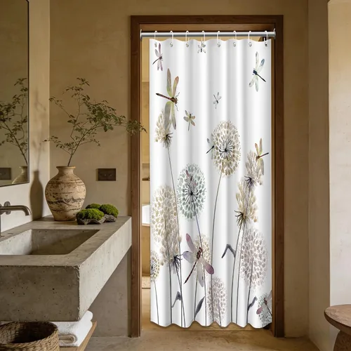 Miniatura 19 de Cortina de ducha floral para primavera y verano, flores silvestres, flores y mariposas, decoración de baño, tela impermeable con ganchos, 70