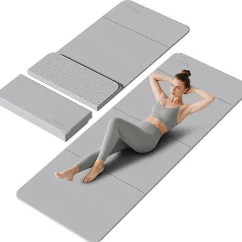 Miniatura 9 de PAIDU Esterilla de yoga plegable de 0.394 pulgadas de grosor, material POE, portátil, multifuncional, plegable, cómoda y duradera, fácil de llevar
