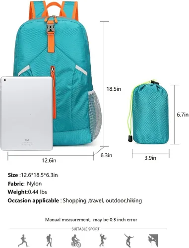 Miniatura 6 de levayhill Mochila de senderismo plegable de 25 L, ligera, plegable, básica, plegable, resistente al agua, para viajes, hombres y mujeres, camping