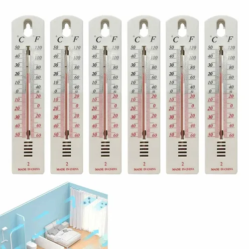 Miniatura 7 de Termómetro de habitación para interiores, juego de 6, termómetro montado en la pared, medidor de temperatura vertical, con lectura Fahrenheit