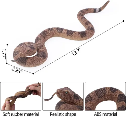Miniatura 2 de SIENON Paquete de 2 juguetes realistas de serpientes falsas, figura de serpiente de goma suave para jardín, ahuyenta pájaros y ardillas, figuras