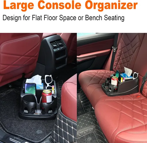 Miniatura 2 de Organizador de Consola de Coche Keyiduid, Organizador de Asiento de Coche con 2 Portavasos Ajustables, Consola Central para Coches, Camiones