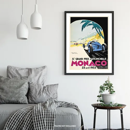 Miniatura 5 de Grand Prix de Mónaco 1933 - Impresión artística vintage de carreras – Arte de pared de coche clásico, póster retro de carreras de automóviles