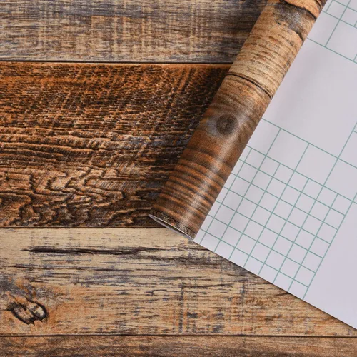 Miniatura 7 de Wenmer papel tapiz autoadhesivo con apariencia de tablones de madera marrón de 17.71 pulgadas x 708 pulgadas, papel de contacto de madera