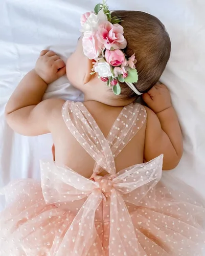Miniatura 27 de Sasaerucure Traje de verano para bebé niña, sin mangas, mameluco de encaje tutú, mameluco de una pieza con volantes