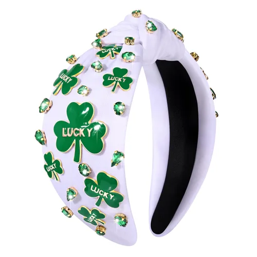 Miniatura 15 de mokkia Diadema para el día de San Patricio para mujer, diadema de trébol verde, diadema de cristal con diamantes de imitación anudada, accesorios