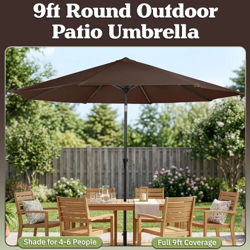Miniatura 2 de Pure Garden - Sombrilla redonda de 9 pies para patio, inclinación automática, manivela fácil, toldo ventilado para exteriores, para terraza, balcón