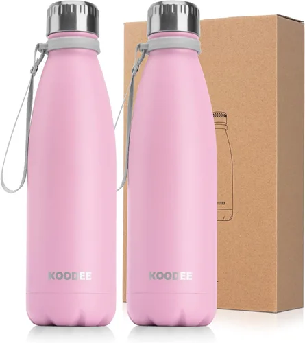 Miniatura 14 de koodee Botella deportiva de agua aislada al vacío de doble pared de acero inoxidable, 17 oz, con forma de botella de refresco, a prueba de fugas