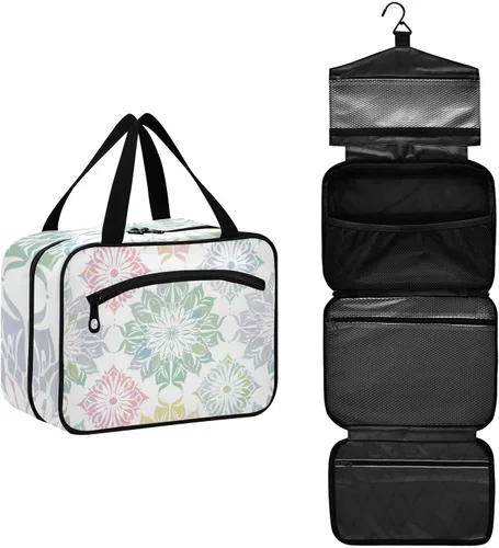 Miniatura 2 de Elegante diseño de mandala de color pastel, bolsas colgantes para viajes con gancho, bolsa de accesorios de diseñador con compartimentos