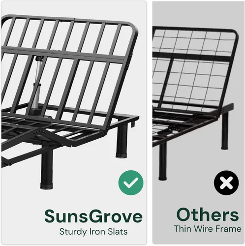 Miniatura 4 de SunsGrove Base de cama ajustable Twin XL con control remoto inalámbrico, gravedad cero, inclinación de cabeza y pie, antirronquidos, preajustes