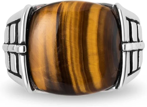 Star Wars Fine Jewelry The Wookiee - Anillo para hombre, ojo de tigre, piedra preciosa, plata, Metal, ojo de tigre