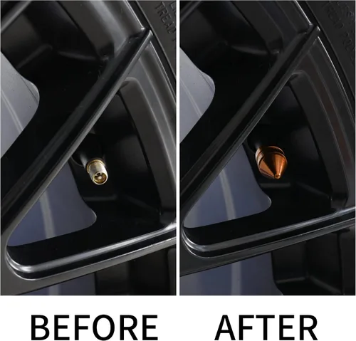 Miniatura 3 de SINGARO Tapones para válvulas de neumáticos de automóvil, 4 piezas de accesorios universales de aleación de aluminio, cubiertas de neumáticos Naranja