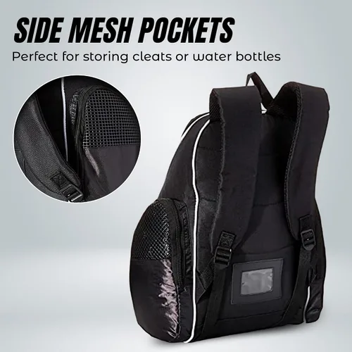 Miniatura 6 de Mochila de fútbol Solano de Vizari con compartimento para balón, bolsillo ventilado para balón y bolsillos de carga laterales de malla para adultos