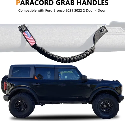 Miniatura 4 de Asas de agarre de barra antivuelco para Ford Bronco 2021 2022 2023 2024 2025 2 accesorios de 2 puertas y 4 puertas, mango de agarre de paracaídas