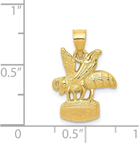 Miniatura 4 de Colgante de oro amarillo macizo de 14 quilates, 3 dimensiones, diseño de abeja, 0.827in x 0.512in