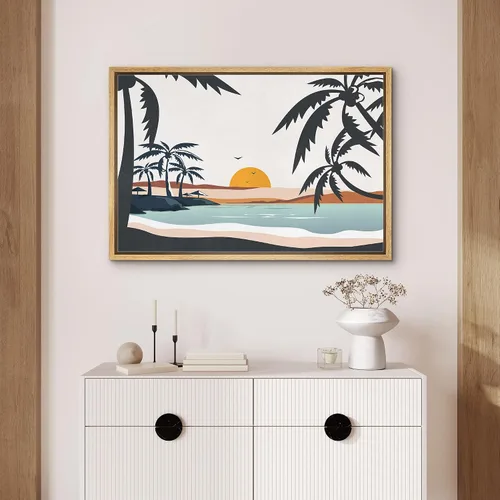Miniatura 4 de SIGNFORD Lienzo Enmarcado Impresión Arte de Pared Océano Pastel Luz del Sol Puesta de Sol Horizonte Naturaleza Vida Silvestre Ilustraciones Arte