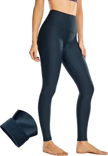 CAROVIA Leggings con forro polar para mujer con bolsillos mallas de invierno para entrenamiento cintura alta pantalones de yoga de 25 pulgadas