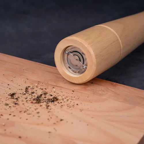 Miniatura 2 de Molinillo de pimienta, molinillo de pimienta con molinillo ajustable de acero inoxidable, madera de goma de 12.6 in de altura, diámetro inferior