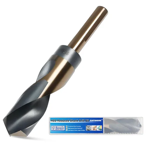 Broca de 1 pulgada, broca de acero de alta velocidad con vástago de 1/2 pulgada, brocas HSS 4241 negro y dorado para acero suave, metal y madera dura