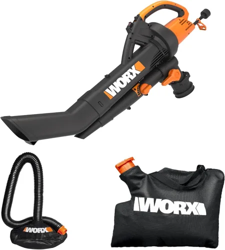 Miniatura 4 de WORX WG505 Trivac - Soplador eléctrico 3 en 1 de 12 amperios, aspirador de hojas/triturador, con impulsor metálico para trituración fina