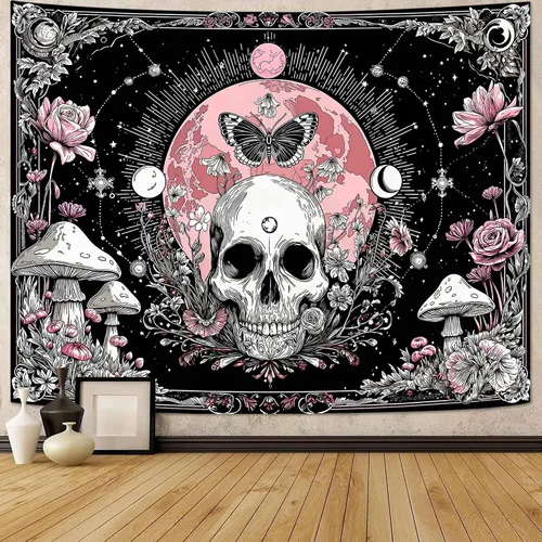 Miniatura 10 de Kanuyee Tapiz de Esqueleto de los Amantes Tapiz Gótico para Dormitorio Tapices de Cartas del Tarot Góticas para Colgar en la Pared Decoración El