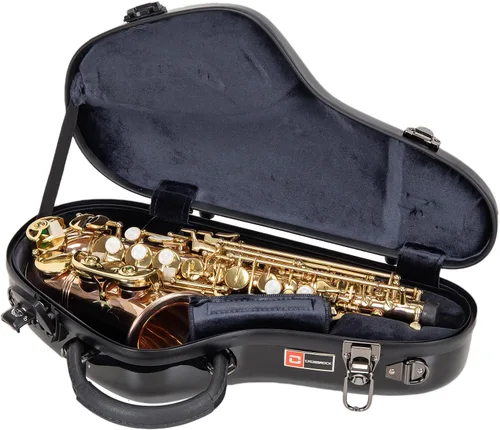 Miniatura 2 de Crossrock Pro-Grade - Estuche curvo para saxofón soprano Negro brillante, cerradura TSA, protección de élite, correas de mochila desmontables