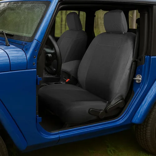 Miniatura 12 de GIANT PANDA Jeep Wrangler 4 puertas JK 2008-2010, juego completo de fundas de asiento para Unlimited Sahara Sport Rubicon X de piel sintética Negro