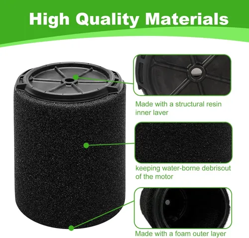 Miniatura 4 de Paquete de 2 filtros de repuesto VF7000 para Ridgid Shop Vac - Filtros húmedos de espuma para aspiradoras húmedas/secas de 5 a 20 galones Filtro