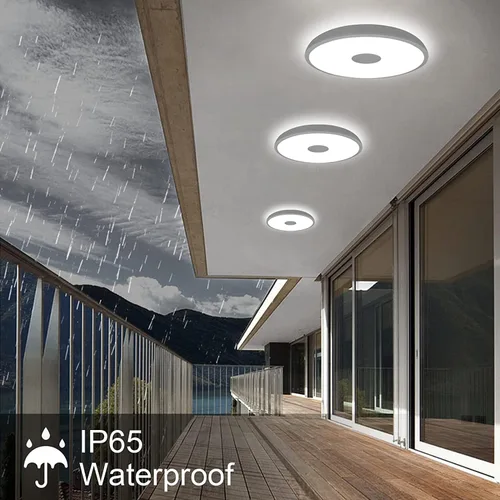 Miniatura 5 de Lámpara de techo impermeable mejorada con música LED con altavoz Bluetooth, certificado FCC UL1598, luz cambiante de color de 18 W con control