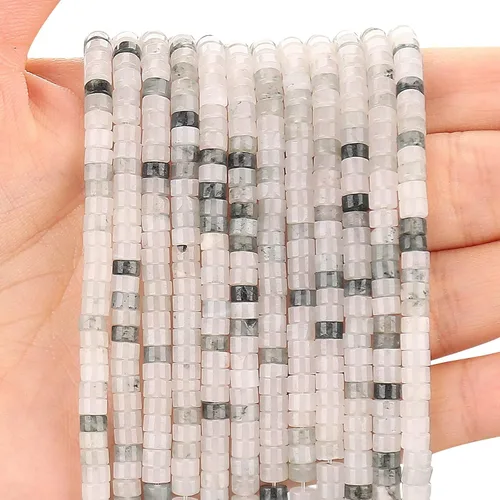 Miniatura 50 de BONNY BOXX 150 piezas de cuentas espaciadoras de jade blanco natural, cuentas sueltas semipreciosas planas redondas de jade heishi para hacer joyas
