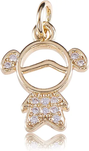 Miniatura 24 de Stiesy 10 dijes de circonita cúbica transparente de Virgen María, chapados en oro de 18 quilates, dije religioso para rosario, collar, joyería, Flor
