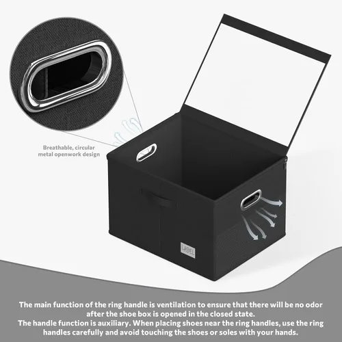 Miniatura 4 de Organizador de zapatos para armario, cajas grandes de almacenamiento con ventana transparente, contenedor de zapatos que ahorra espacio con soporte