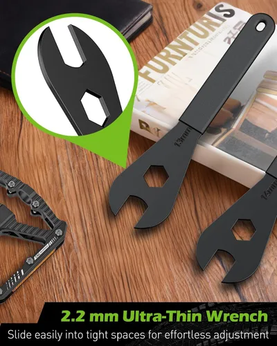 Miniatura 3 de Pawfly Juego de llaves de cono de bicicleta, kit de herramientas delgado de extremo abierto para reparación de cubo de rueda de bicicleta