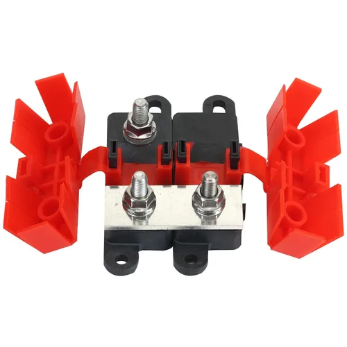 Miniatura 17 de GLOSO Portafusible Mega atornillado con cubierta negra (fusible no incluido) Perno M8 Clasificación de 500 amperios