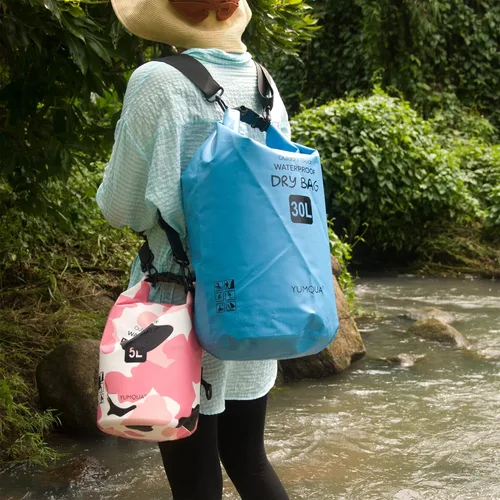 Miniatura 8 de YUMQUA Bolsas secas impermeables 5L/10L/20L/30L/40L para mujeres y hombres, bolsa seca flotante enrollable bolsa de almacenamiento impermeable