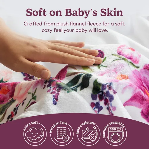 Miniatura 5 de Bliss n' Baby Manta mensual de hitos para bebé niña, 60 x 40 pulgadas, sin arrugas, con tabla de crecimiento, lavable y secable, con corona y Floral