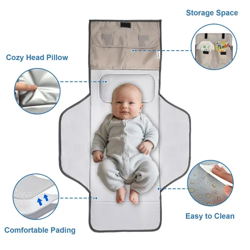 Miniatura 3 de Cambiador de pañales para niños pequeños, extra largo, grande, ligero, de 31 x 24.2 pulgadas, diseño lindo de 1 a 36 meses, plegable, cambiador