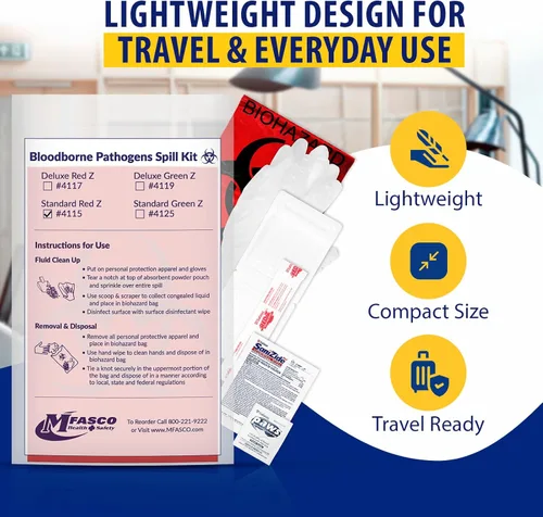 Miniatura 2 de MFASCO Kit de limpieza para vómitos y líquidos corporales – Kits de derrames de sangre, kit de derrames de líquidos corporales – Solución