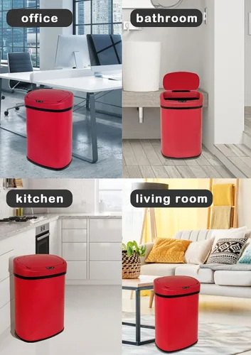 Miniatura 7 de Cubo de basura de acero inoxidable de 50 litros/13 galones, sin contacto y movimiento para cocina, con tapa, cubo de basura automático de metal