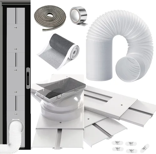 Miniatura 10 de Kit de Ventilación de AC para Puerta Corredera de 95" con Manguera Extensible de Φ 5.1" con Cerradura de Seguridad y Burletes Contra la Intemperie