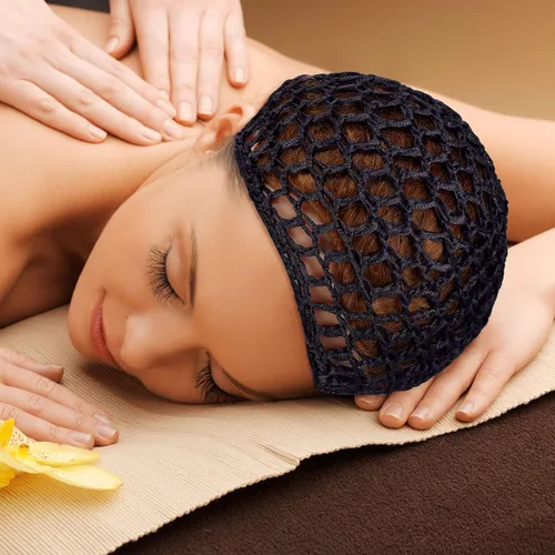 Miniatura 6 de Geyoga 2 piezas de redecilla de malla de ganchillo para cabello de rayón tejido, gorro tipo redecilla con cubierta de ganchillo, gorros de ducha