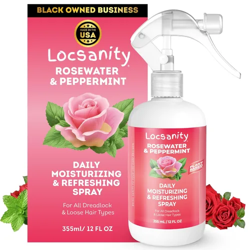 Miniatura 10 de Locsanity Spray hidratante diario de agua de rosas y menta, tamaño de prueba, spray hidratante para rastas, para nutrir el cuero cabelludo