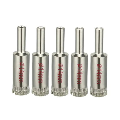 uxcell 5 unids 0.551 in diamante recubierto agujero sierra brocas para vidrio cerámica azulejos mármol roca porcelana botellas ollas ladrillo