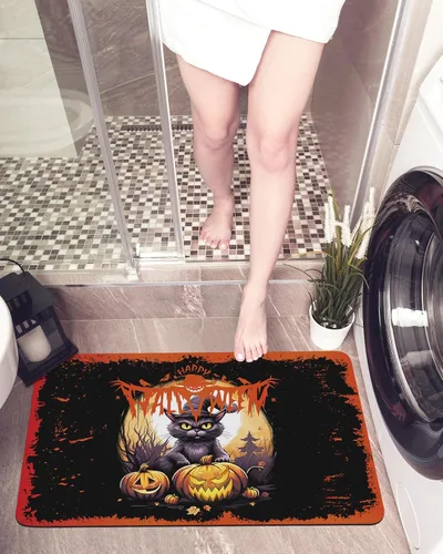 Miniatura 5 de Tapete de baño de Halloween para bañera, antideslizante, de secado rápido y absorbente, tierra de diatomeas, cocina, ducha, fregadero, lavable